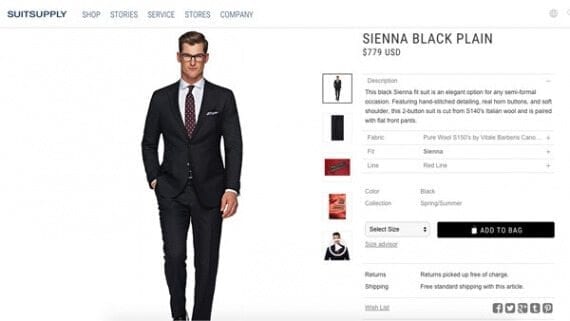 Using keywords representing the objects in an image, an app could search sites like Suitsupply and return a list of similar products.