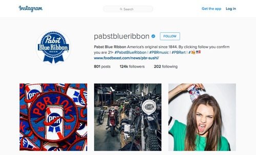 Pabst Blue Ribbon on Instagram.