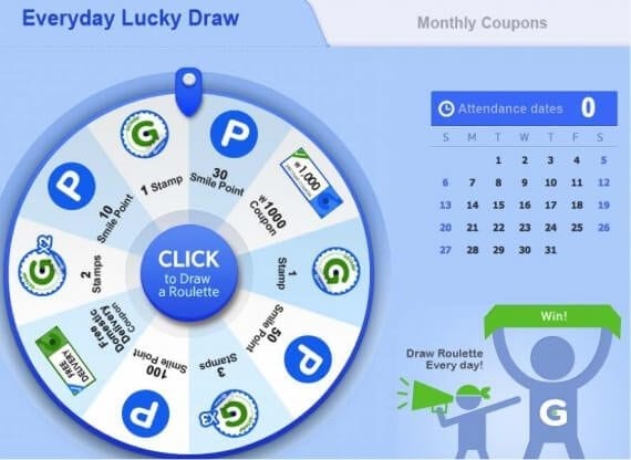 Gmarket's daily drawing lets customers win more Gstamps and Smile Points.