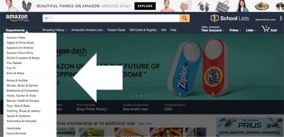 Amazon follows a standard ecommerce site design convention, placing product navigation on the left side of the page. Sites that use left-side product navigation tend to have a relatively greater number of product categories.
