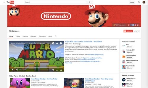 Nintendo Channel on YouTube.
