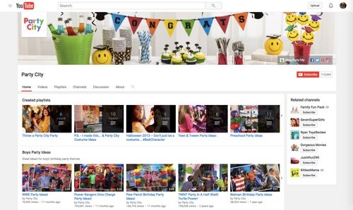 Party City Channel on YouTube.