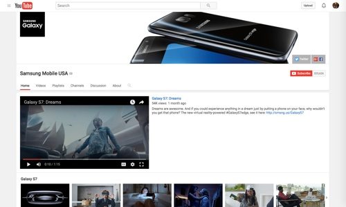Samsung Mobile USA Channel on YouTube.