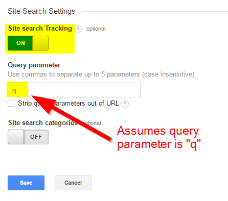 In Google Analytics, so to Admin > View Settings. Set "Site search Tracking" to "On" and enter your query parameter.