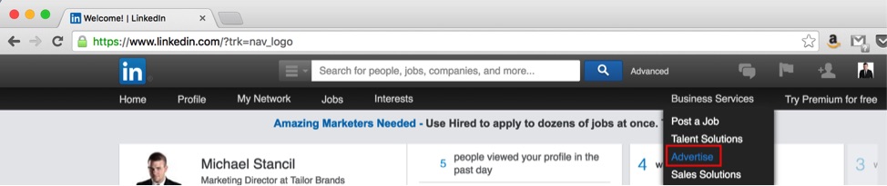 Finding the LinkedIn ads