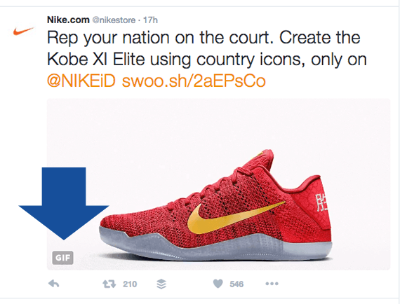 The Nike Store is an online retailer using animated GIF images in its social media posts.