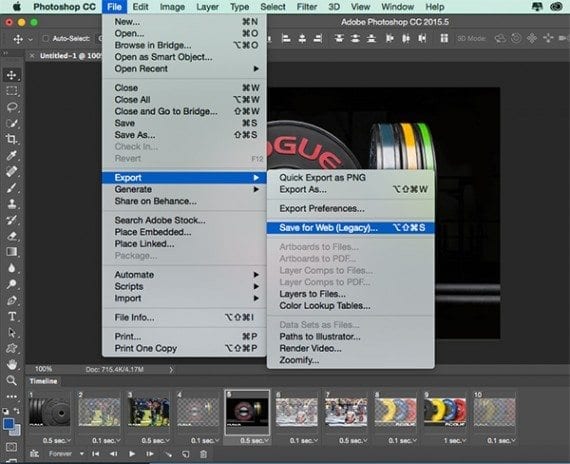 Use Photoshop's legacy Save for Web feature to save your animated gif image.