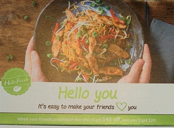 HelloFresh is an example of an online subscription company using direct mail to encourage and enable referrals.