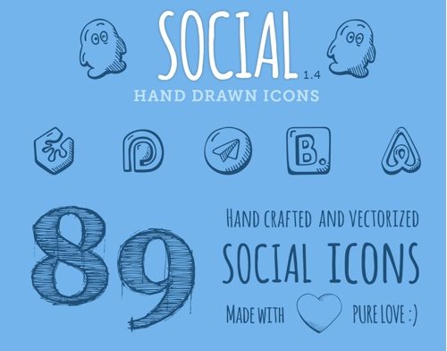 Social Hand Drawn Icons.