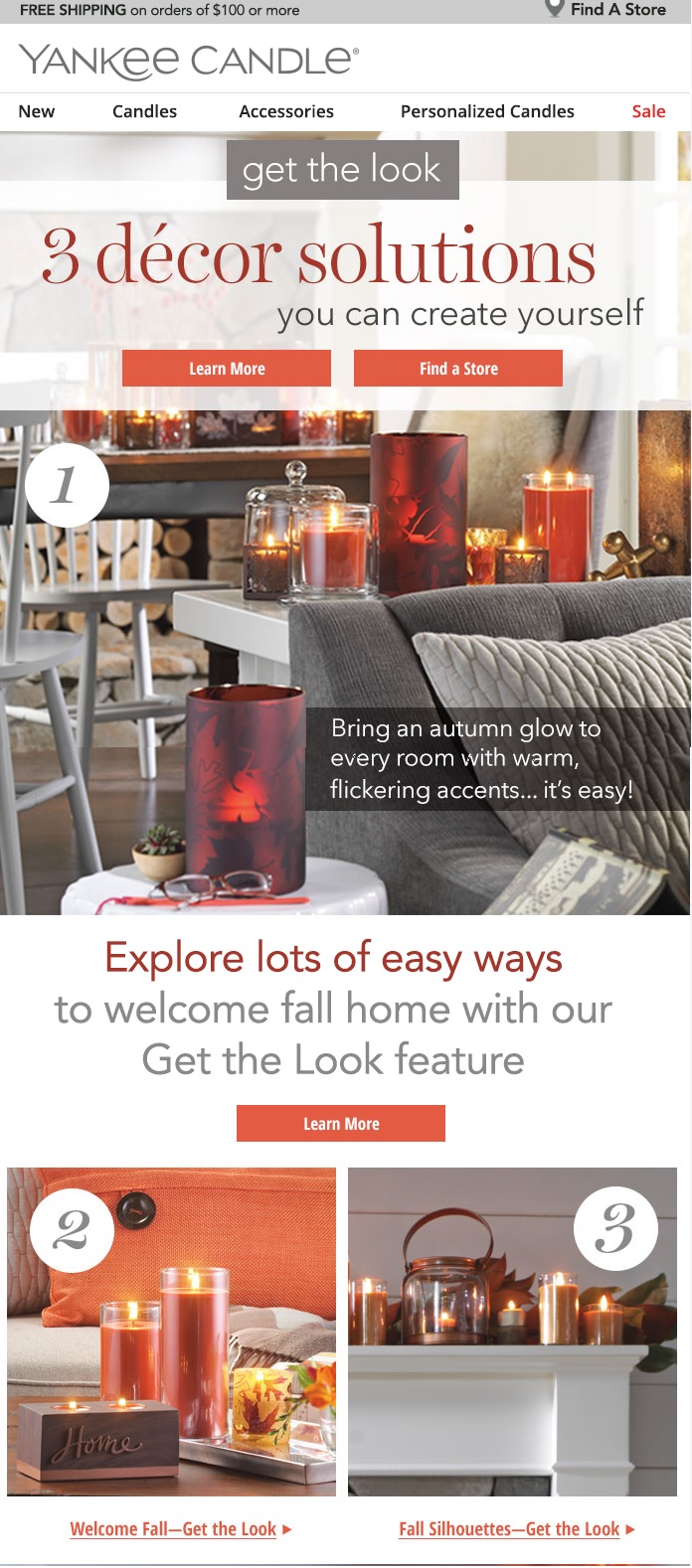 Yankee Candle recently changed its logo and email artwork for the fall and holiday seasons.