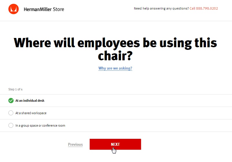 HermanMiller.com offers a chair selecting tool to help buyers.