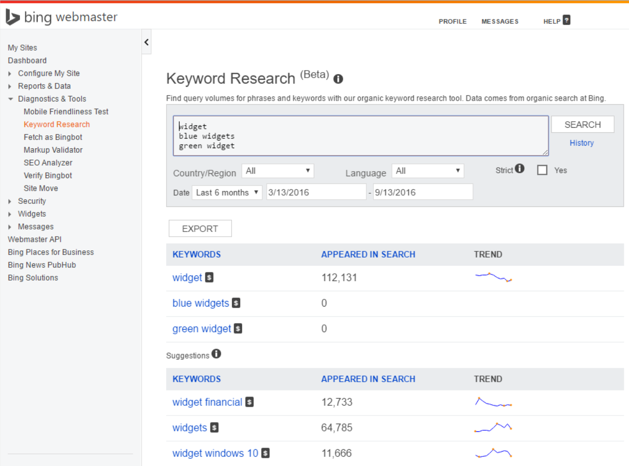 Bing’s Google Keyword Tool also offers free keyword data.