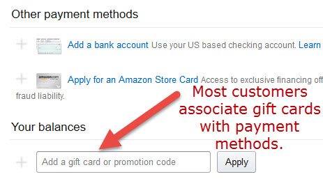 Minimize confusion by collecting gift card info alongside payment details. Source: Amazon