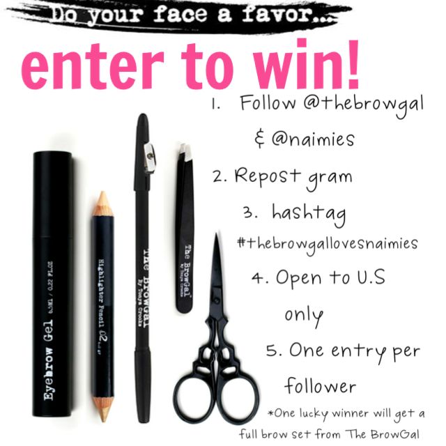 The Brow Gal uses the repost method to enter Instagram's users in its giveaway.