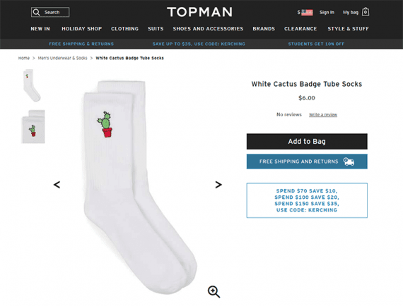 Topman sells socks that Amazon does not. While the two companies do compete in the sense that both sell socks, Topman has a way to differentiate and thus does not experience the full weight of Amazon's competitive advantages.