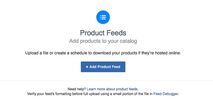 Click “+ Add Product Feed."