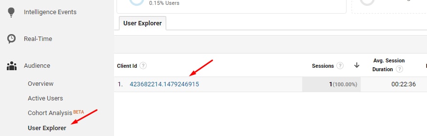 To see the sequential steps and timing for each user, go to “Audience &gt; User Explorer.”