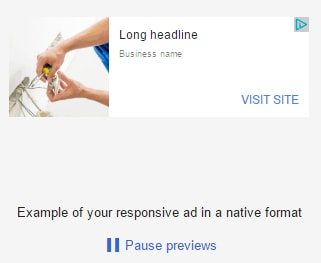 Preview 5: responsive ad in a native format with a long headline.
