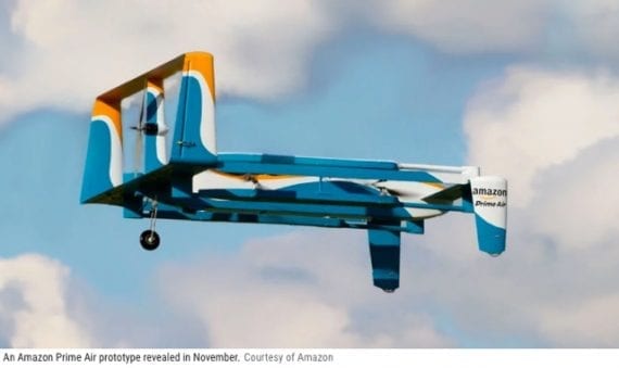 Amazon is an innovator in drone delivery. It completed its first such delivery last December in England. Image: Amazon.