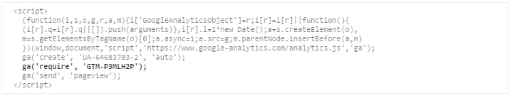 Google Analytics snippet after adding the Optimize code to it.