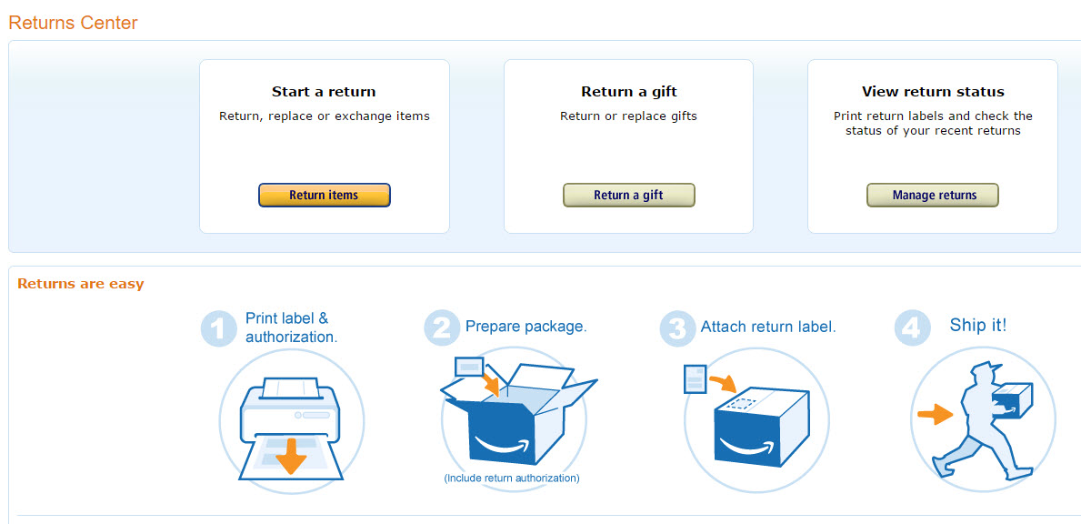 Amazon makes it convenient to return products by automatically including an RMA when a customer prints a return label.