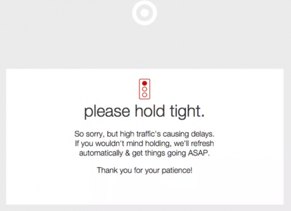 Server error message on Target.com shown during 2015 Cyber Monday.