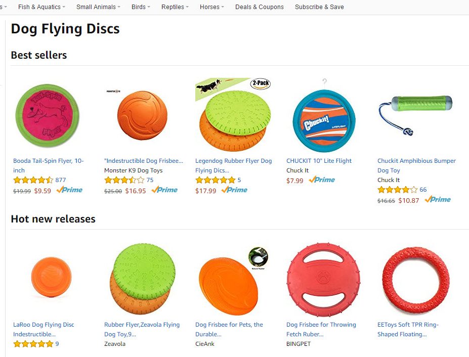 Amazon's category segmenting.