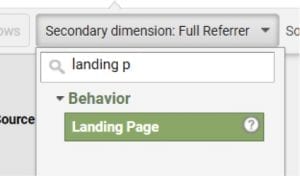 Apply a secondary dimension by “Landing Page” to identify landing pages that could be responsible for tracking issues. 