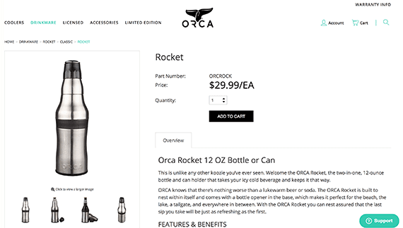 The Orca Rocket is a product that shoppers may not understand from just a picture. A live video sale would allow you to demonstrate how the product transforms.