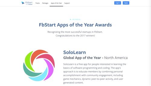 FbStart "Apps of the Year" awards.