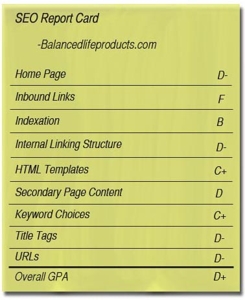 SEO report card for Balancedlifeproducts.com