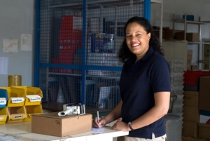 Shipping Clerk Prepares a Package