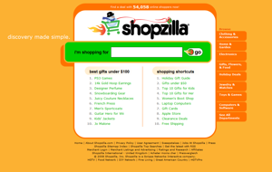Screen capture of the Shopzilla homepage