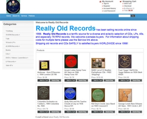 Screen capture of the Really Old Records' home page. 