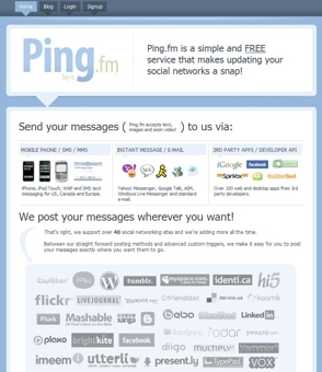 The Ping.fm homepage