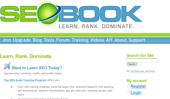 SEO Book home page.