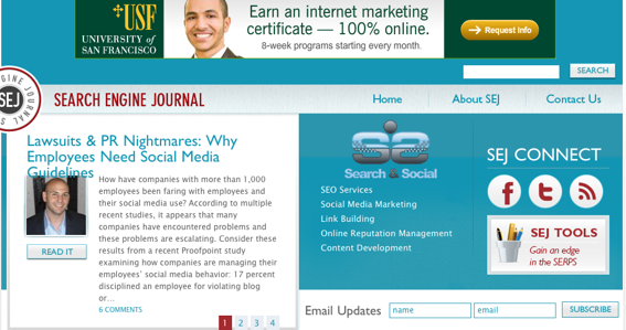 Search Engine Journal home page.