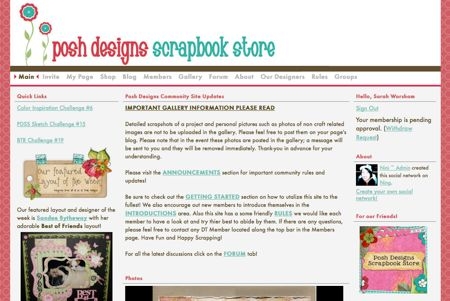 Screenshot of Poshscrapbookstore.ning.com.