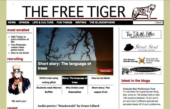 The Free Tiger home page.