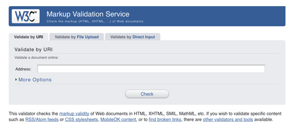 Screen capture of the code validator from W3C.