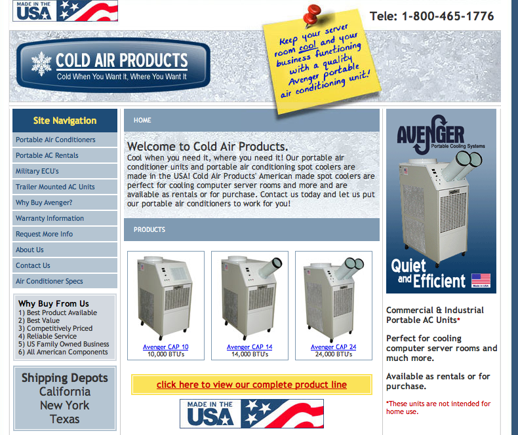 Cold Air Products, regular site.