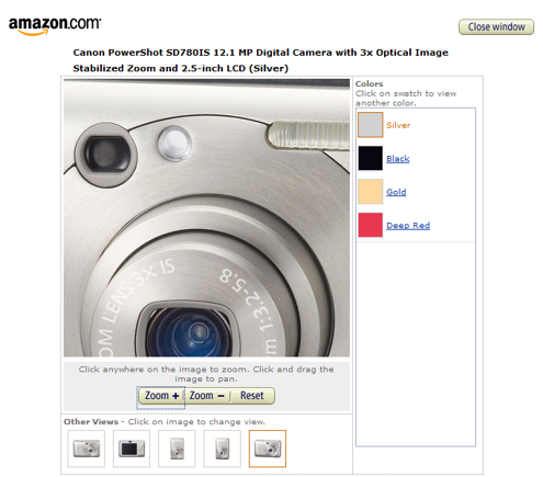 Dynamic image view example, from Amazon.