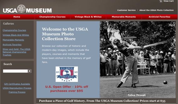 USGA Museum, photo store home page.
