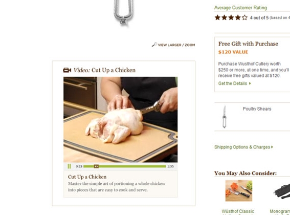Williams-Sonoma, screen capture linking to video page.