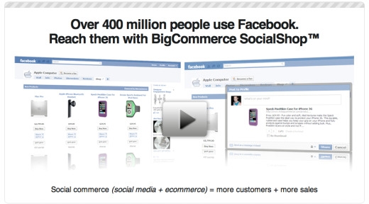 Screenshot of Big Commerce SocialShop announcement.