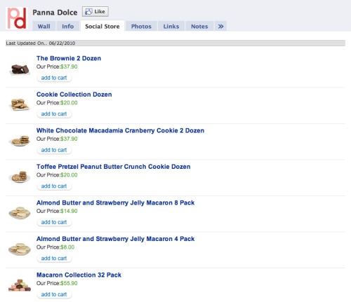 Example of a Volusion Social Store Builder on Facebook.