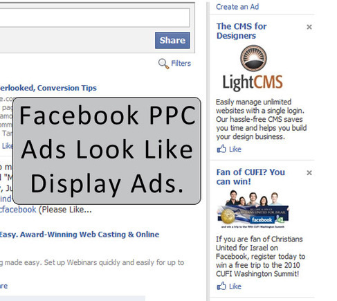 Facebook PPC ads look like display ads.
