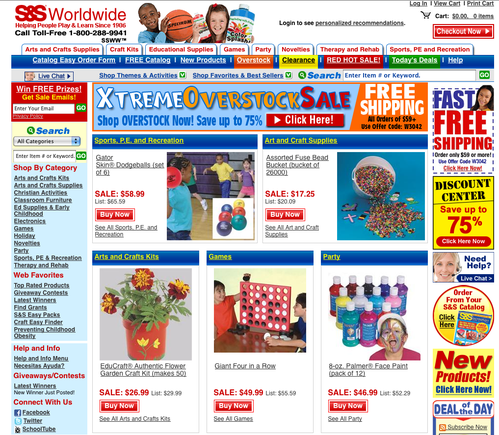S&S Worldwide home page.