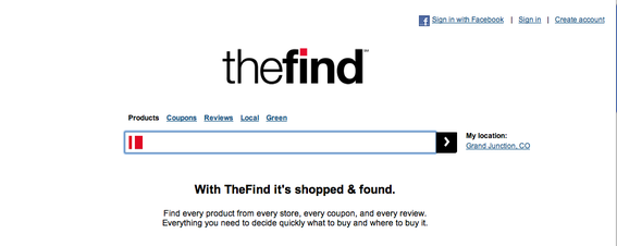 TheFind.com, home page screen capture.