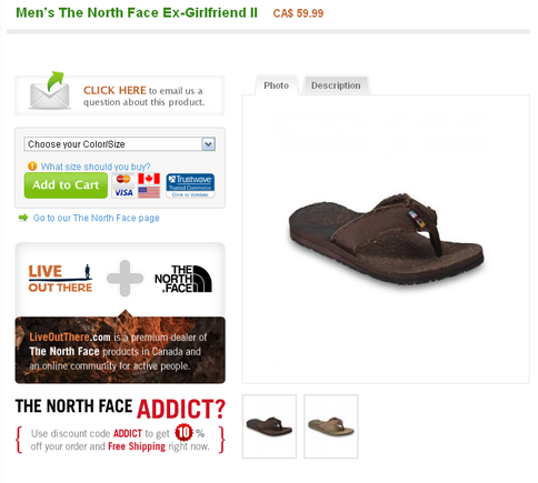 Product page on LiveOutThere.com.
